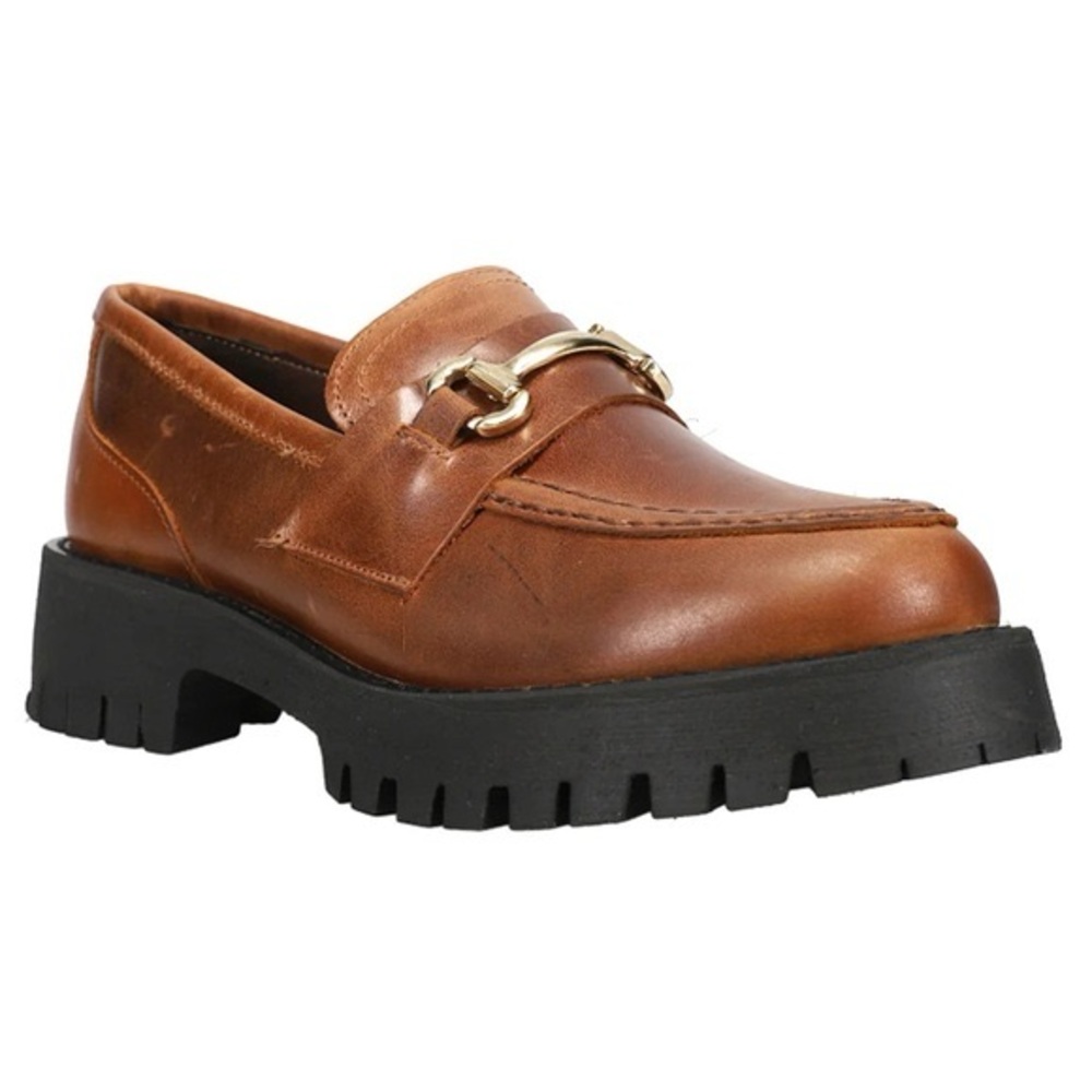 Steve Madden Brown Loafers with Gold Accent